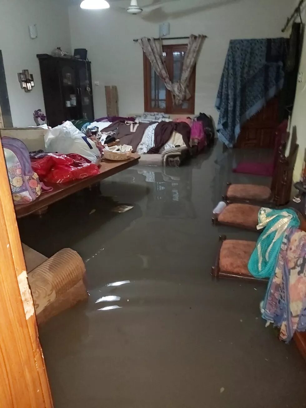 Mahmood’s living room devastated by a flood. 